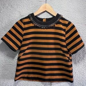 H&M Brown And Black Striped Top Short Sleeve Women 4
